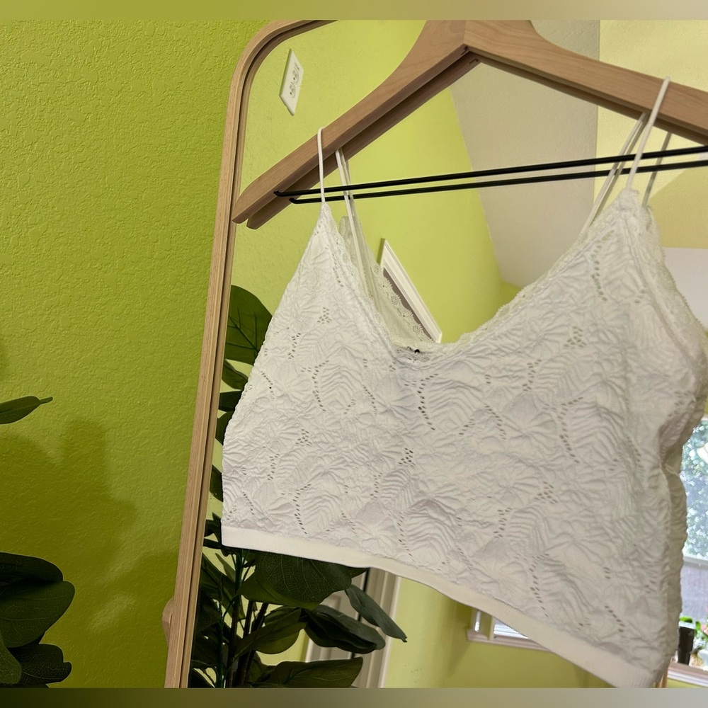 White Mesh like Crop Top